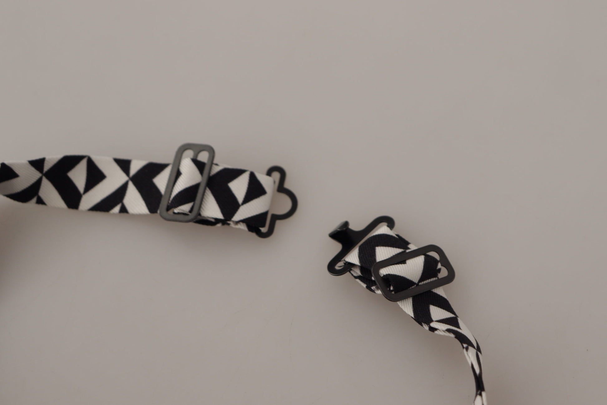 Dolce & Gabbana Black White Geometric 100% Silk Adjustable Accessory Tie - ClickThatClicks 