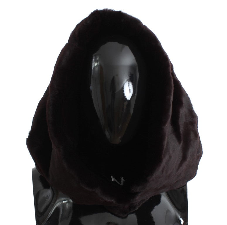 Dolce & Gabbana Purple Weasel Fur Crochet Hood Scarf Hat - ClickThatClicks 