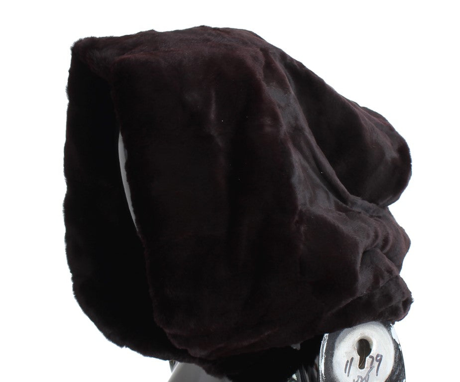 Dolce & Gabbana Purple Weasel Fur Crochet Hood Scarf Hat - ClickThatClicks 