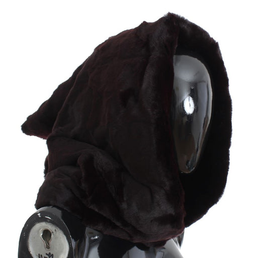 Dolce & Gabbana Purple Weasel Fur Crochet Hood Scarf Hat - ClickThatClicks 
