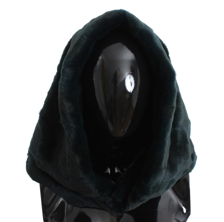 Dolce & Gabbana Green Weasel Fur Crochet Hood Scarf Hat - ClickThatClicks 