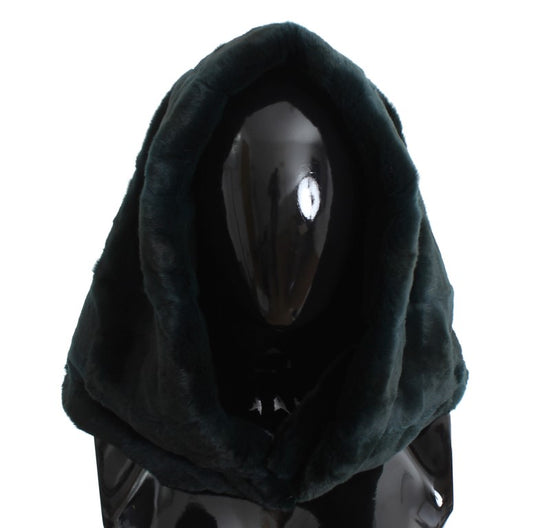 Dolce & Gabbana Green Weasel Fur Crochet Hood Scarf Hat - ClickThatClicks 