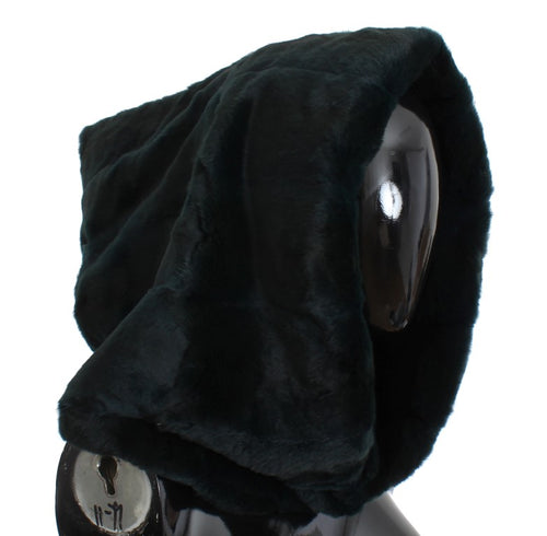Dolce & Gabbana Green Weasel Fur Crochet Hood Scarf Hat - ClickThatClicks 
