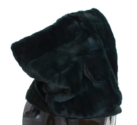 Dolce & Gabbana Green Weasel Fur Crochet Hood Scarf Hat - ClickThatClicks 