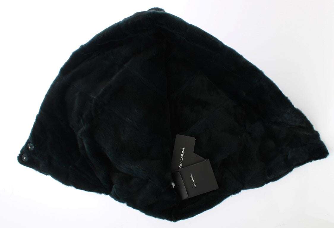 Dolce & Gabbana Green Weasel Fur Crochet Hood Scarf Hat - ClickThatClicks 