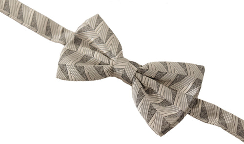 Dolce & Gabbana Gray 100% Silk Adjustable Neck Papillon Bow Tie - ClickThatClicks 