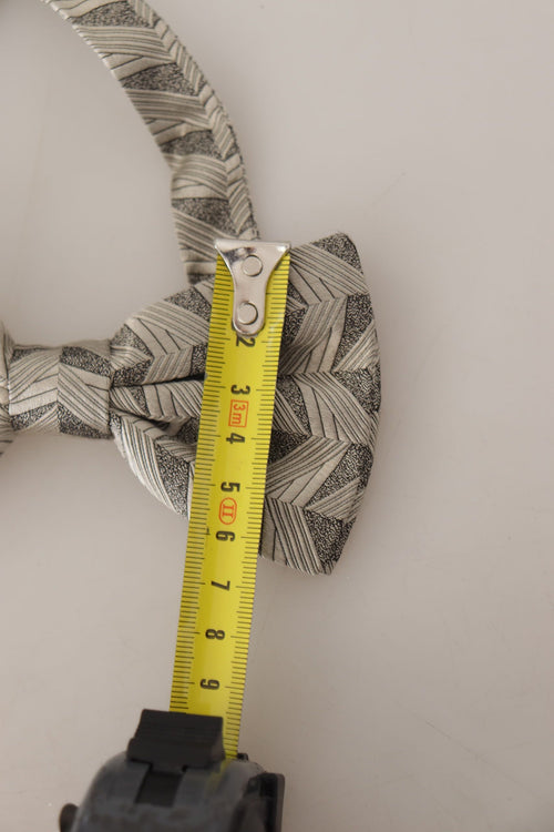 Dolce & Gabbana Gray 100% Silk Adjustable Neck Papillon Bow Tie - ClickThatClicks 
