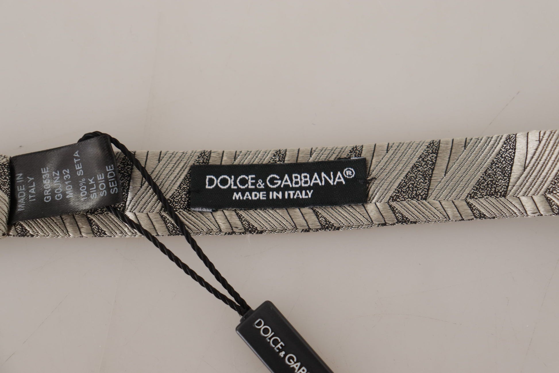 Dolce & Gabbana Gray 100% Silk Adjustable Neck Papillon Bow Tie - ClickThatClicks 