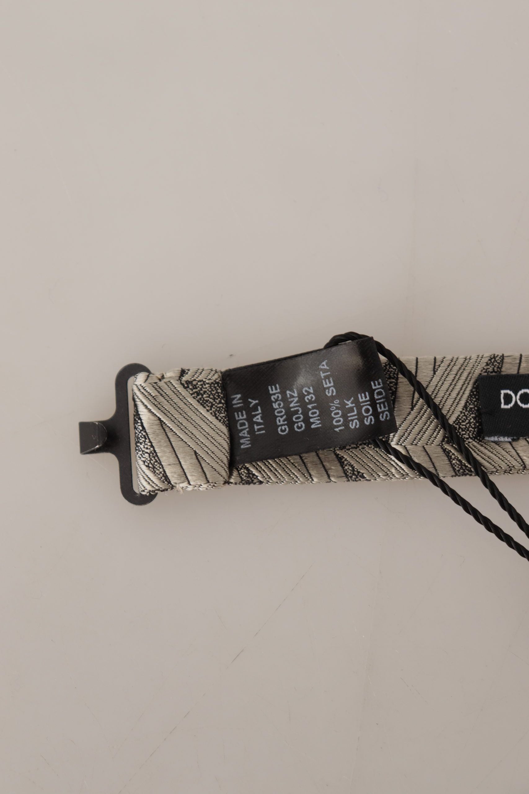Dolce & Gabbana Gray 100% Silk Adjustable Neck Papillon Bow Tie - ClickThatClicks 
