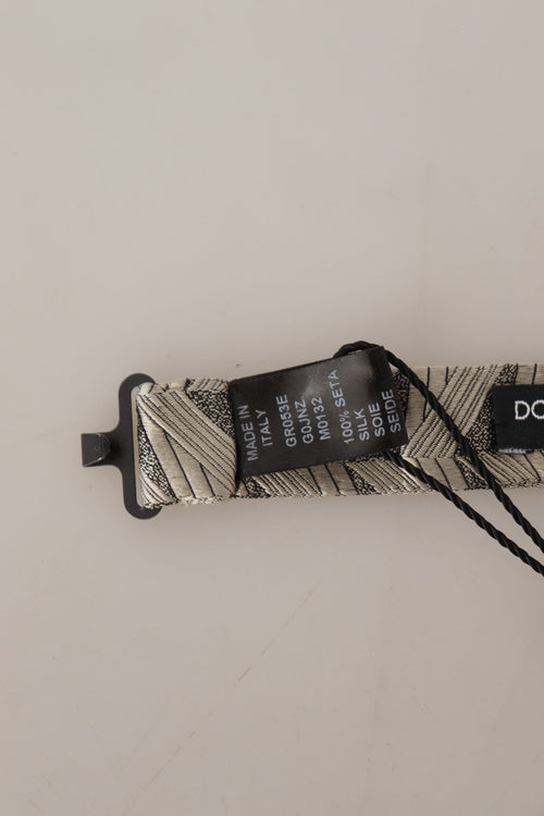 Dolce & Gabbana Gray 100% Silk Adjustable Neck Papillon Bow Tie - ClickThatClicks 