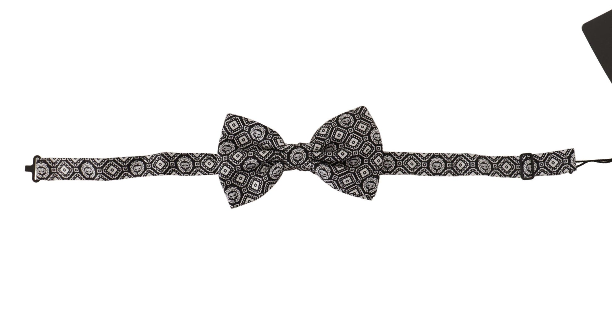 Dolce & Gabbana Black white 100% Silk Adjustable Neck Papillon Tie - ClickThatClicks 