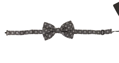 Dolce & Gabbana Black white 100% Silk Adjustable Neck Papillon Tie - ClickThatClicks 