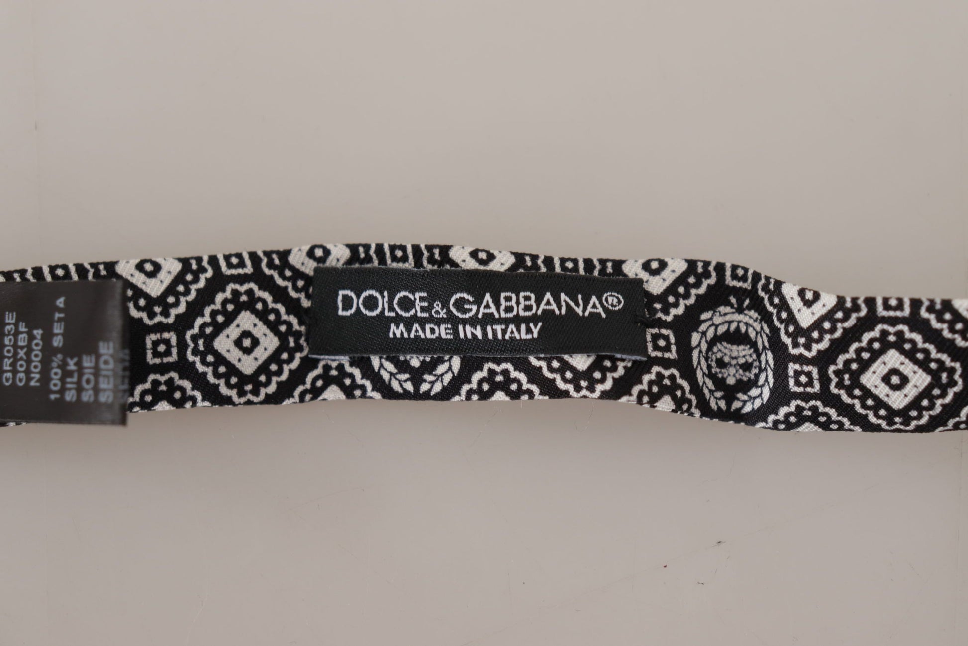Dolce & Gabbana Black white 100% Silk Adjustable Neck Papillon Tie - ClickThatClicks 