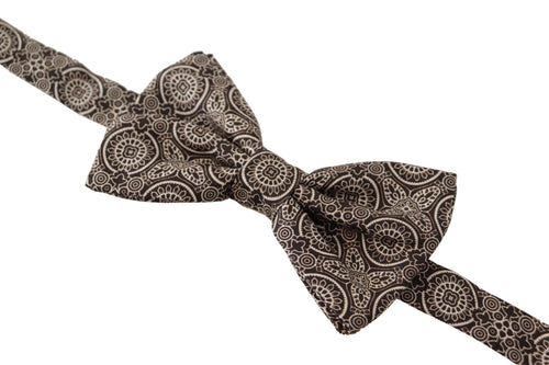 Dolce & Gabbana Black white 100% Silk Adjustable Neck Papillon Tie - ClickThatClicks 