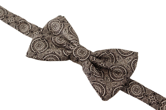 Dolce & Gabbana Black white 100% Silk Adjustable Neck Papillon Tie - ClickThatClicks 