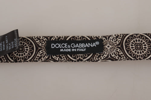 Dolce & Gabbana Black white 100% Silk Adjustable Neck Papillon Tie - ClickThatClicks 