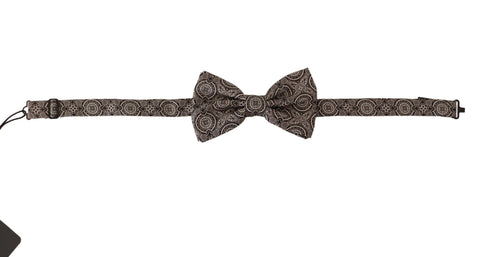 Dolce & Gabbana Black white 100% Silk Adjustable Neck Papillon Tie - ClickThatClicks 