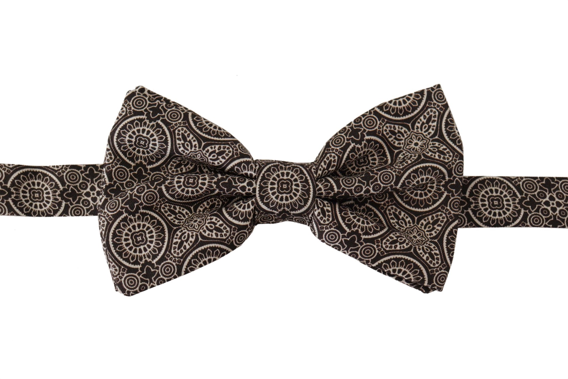 Dolce & Gabbana Black white 100% Silk Adjustable Neck Papillon Tie - ClickThatClicks 