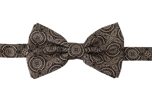 Dolce & Gabbana Black white 100% Silk Adjustable Neck Papillon Tie - ClickThatClicks 