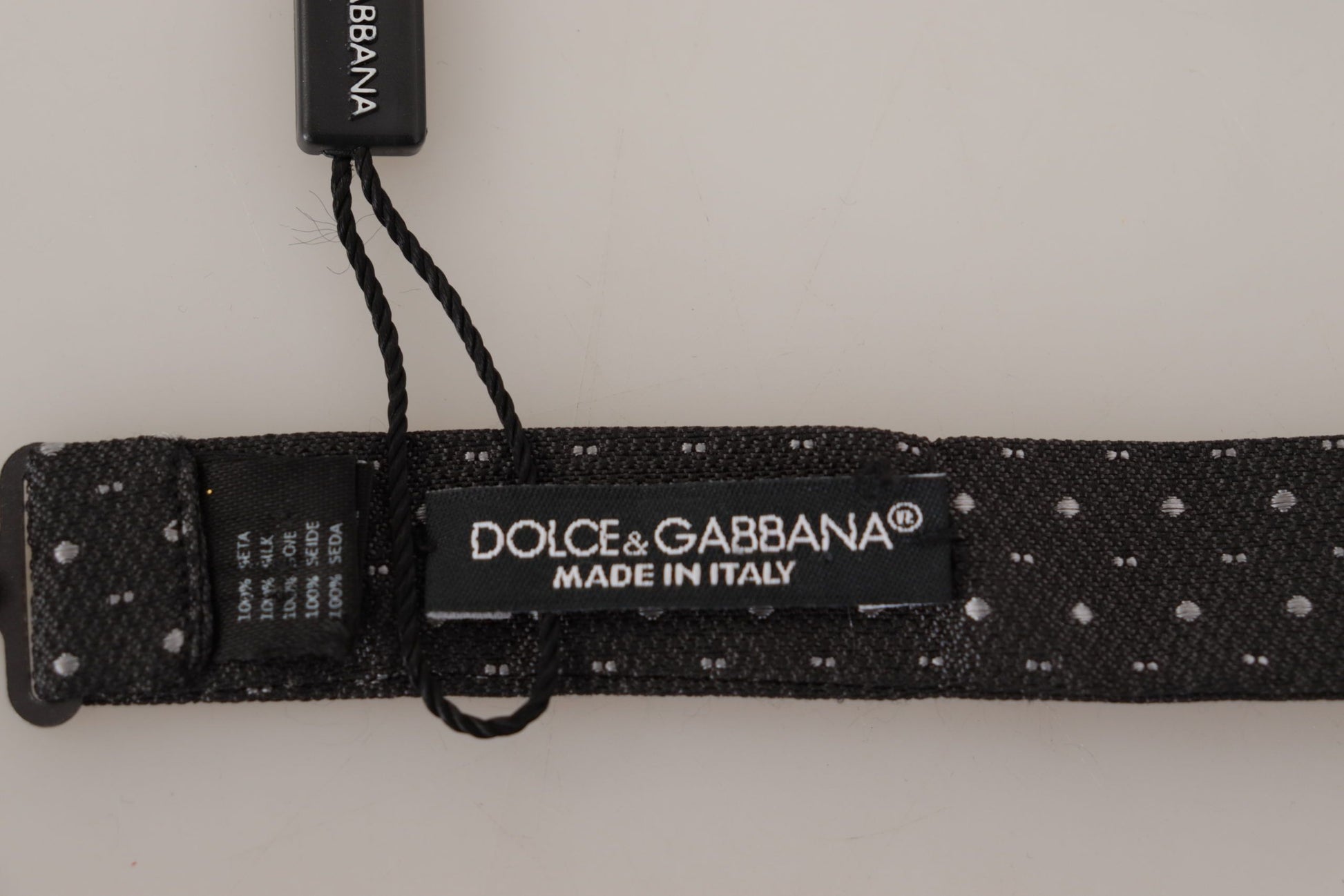 Dolce & Gabbana Gray Polka Dot 100% Silk Neck Papillon Tie - ClickThatClicks 