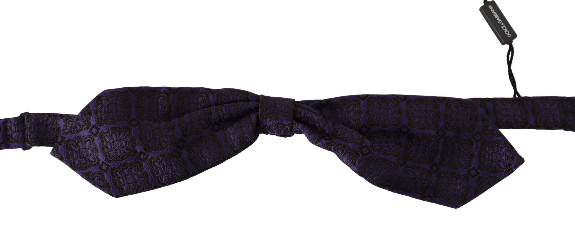 Dolce & Gabbana Blue Geometric Silk Adjustable Neck Papillon Tie - ClickThatClicks 