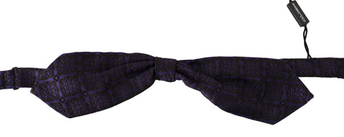 Dolce & Gabbana Blue Geometric Silk Adjustable Neck Papillon Tie - ClickThatClicks 