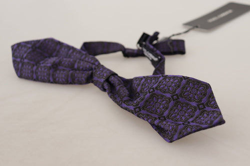 Dolce & Gabbana Blue Geometric Silk Adjustable Neck Papillon Tie - ClickThatClicks 