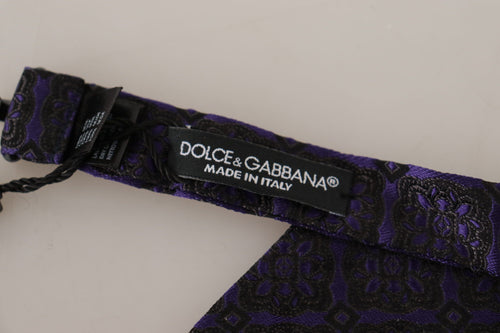Dolce & Gabbana Blue Geometric Silk Adjustable Neck Papillon Tie - ClickThatClicks 