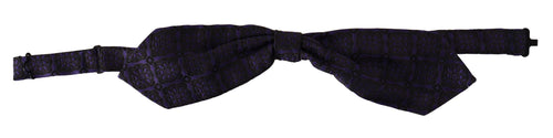 Dolce & Gabbana Blue Geometric Silk Adjustable Neck Papillon Tie - ClickThatClicks 