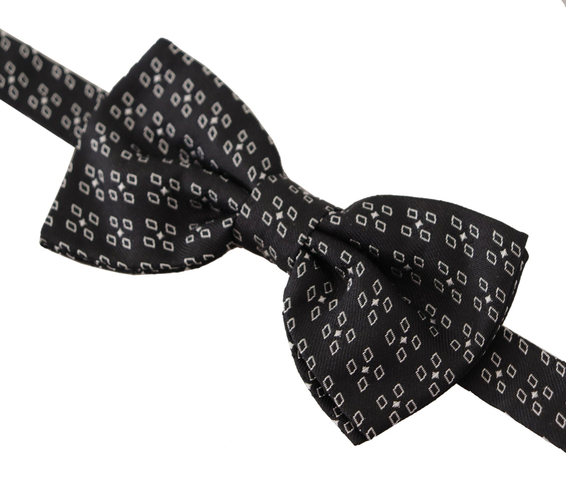 Dolce & Gabbana Black White Polka Dot 100% Silk Neck Papillon Tie - ClickThatClicks 