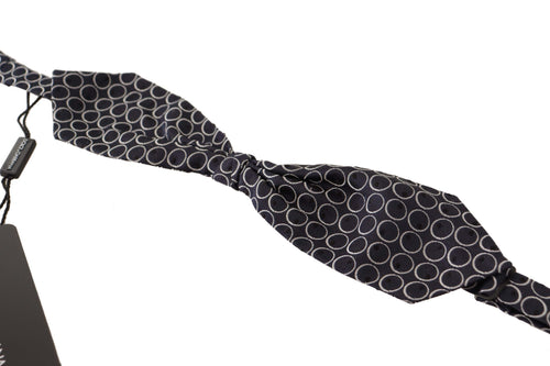 Dolce & Gabbana Black White Round 100% Silk Neck Papillon  Tie - ClickThatClicks 