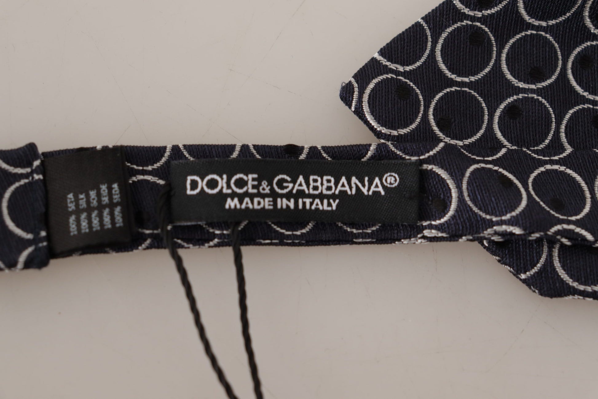 Dolce & Gabbana Black White Round 100% Silk Neck Papillon  Tie - ClickThatClicks 