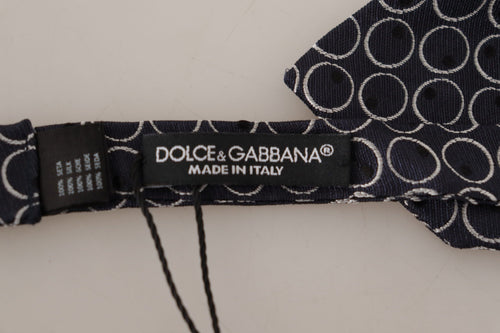 Dolce & Gabbana Black White Round 100% Silk Neck Papillon  Tie - ClickThatClicks 