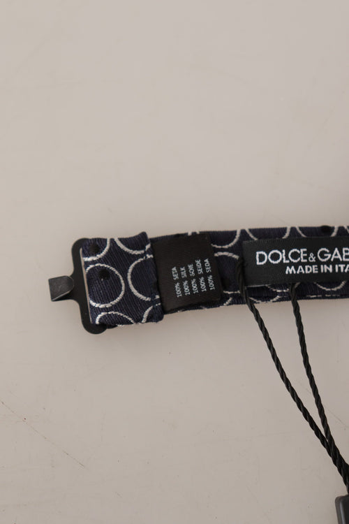 Dolce & Gabbana Black White Round 100% Silk Neck Papillon  Tie - ClickThatClicks 