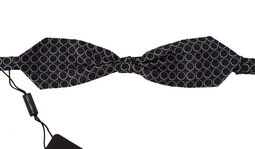 Dolce & Gabbana Black White Round 100% Silk Neck Papillon  Tie - ClickThatClicks 