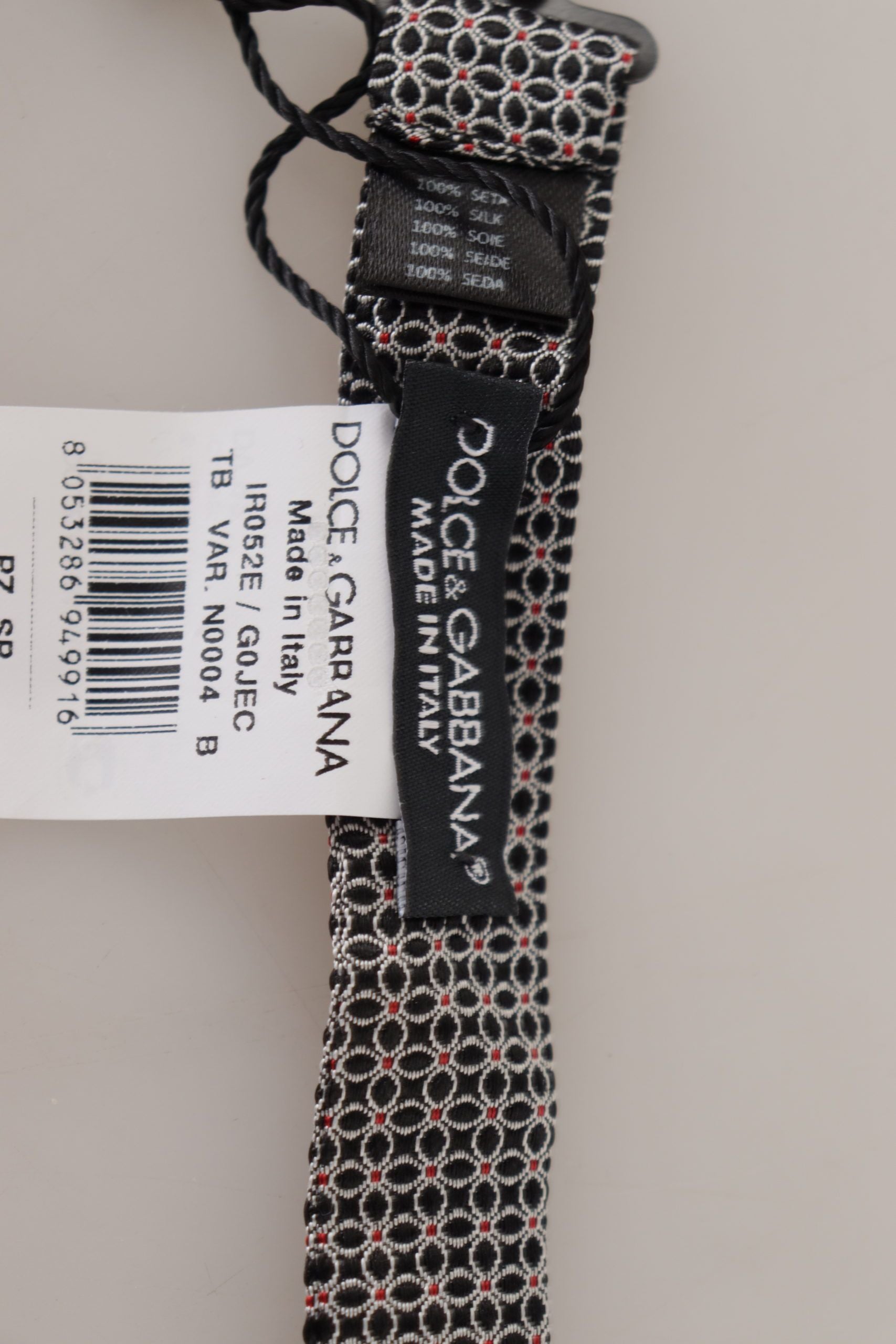 Dolce & Gabbana Black White Flower Pattern Silk Neck Papillon Tie - ClickThatClicks 