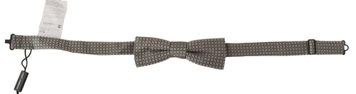 Dolce & Gabbana Black White Flower Pattern Silk Neck Papillon Tie - ClickThatClicks 
