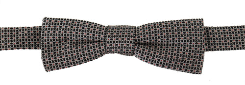 Dolce & Gabbana Black White Flower Pattern Silk Neck Papillon Tie - ClickThatClicks 