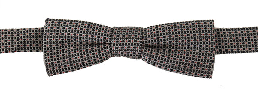 Dolce & Gabbana Black White Flower Pattern Silk Neck Papillon Tie - ClickThatClicks 