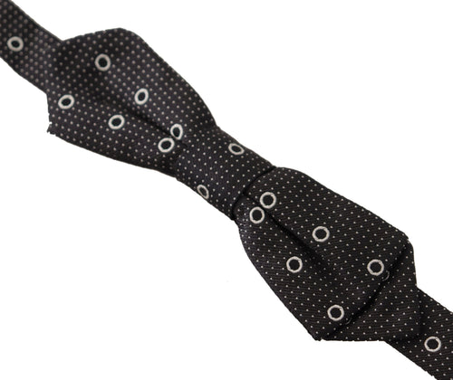Dolce & Gabbana Black White Polka Dot 100% Silk Neck Papillon Tie - ClickThatClicks 