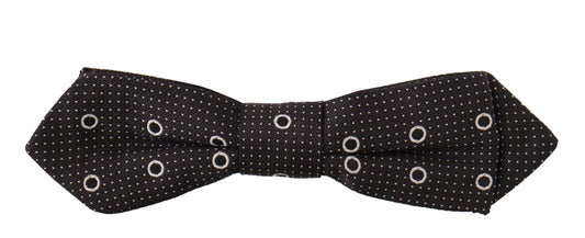 Dolce & Gabbana Black White Polka Dot 100% Silk Neck Papillon Tie - ClickThatClicks 