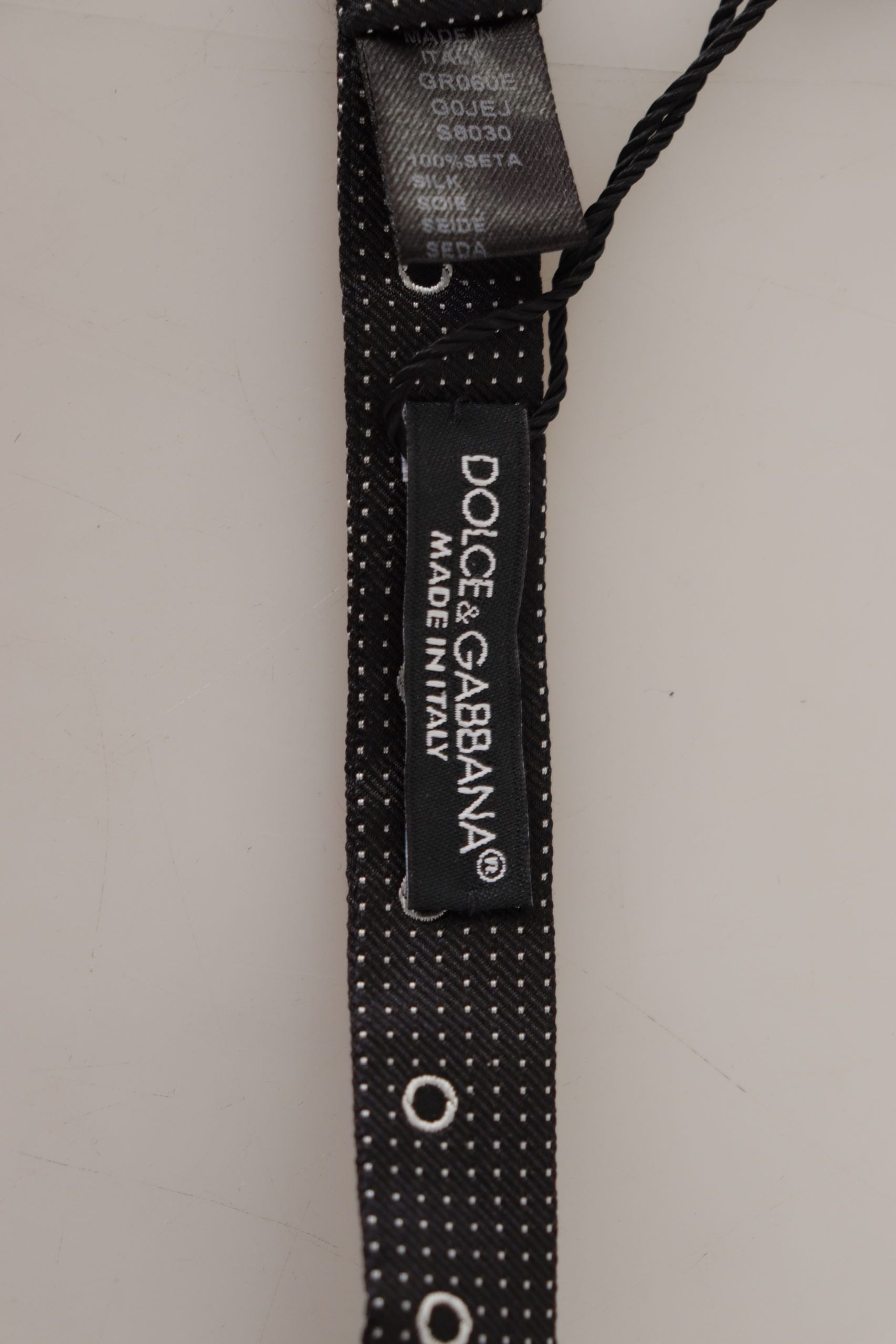 Dolce & Gabbana Black White Polka Dot 100% Silk Neck Papillon Tie - ClickThatClicks 