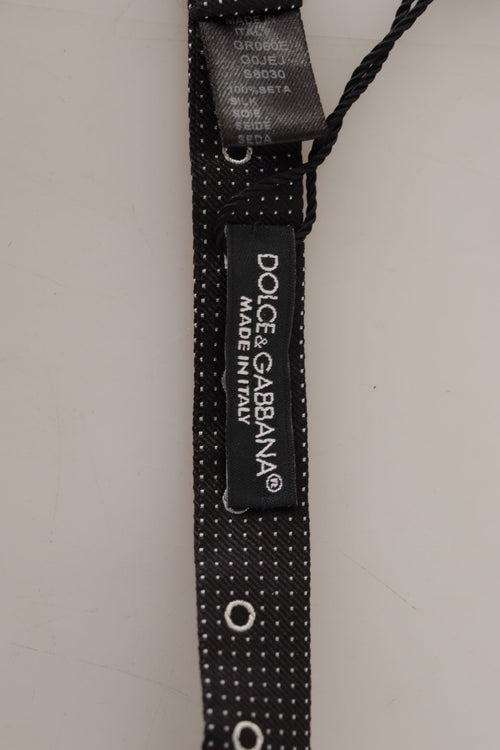 Dolce & Gabbana Black White Polka Dot 100% Silk Neck Papillon Tie - ClickThatClicks 