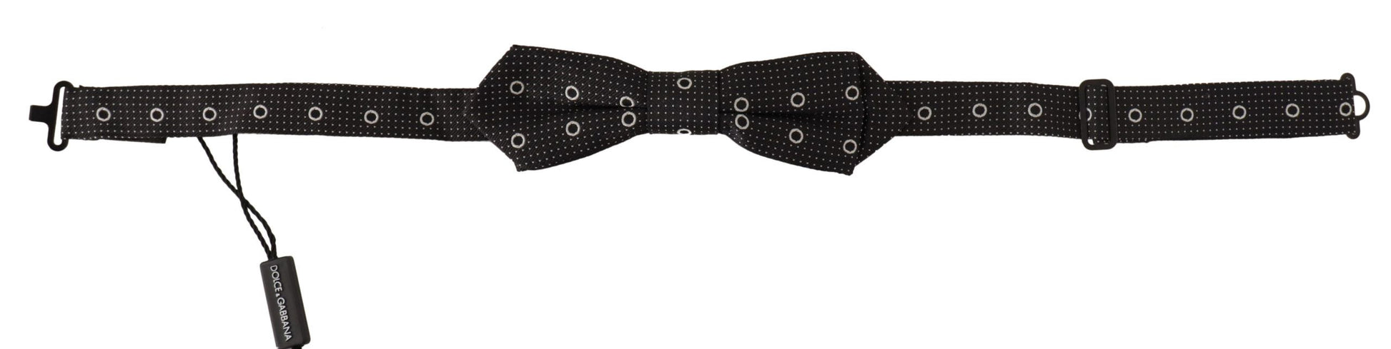 Dolce & Gabbana Black White Polka Dot 100% Silk Neck Papillon Tie - ClickThatClicks 