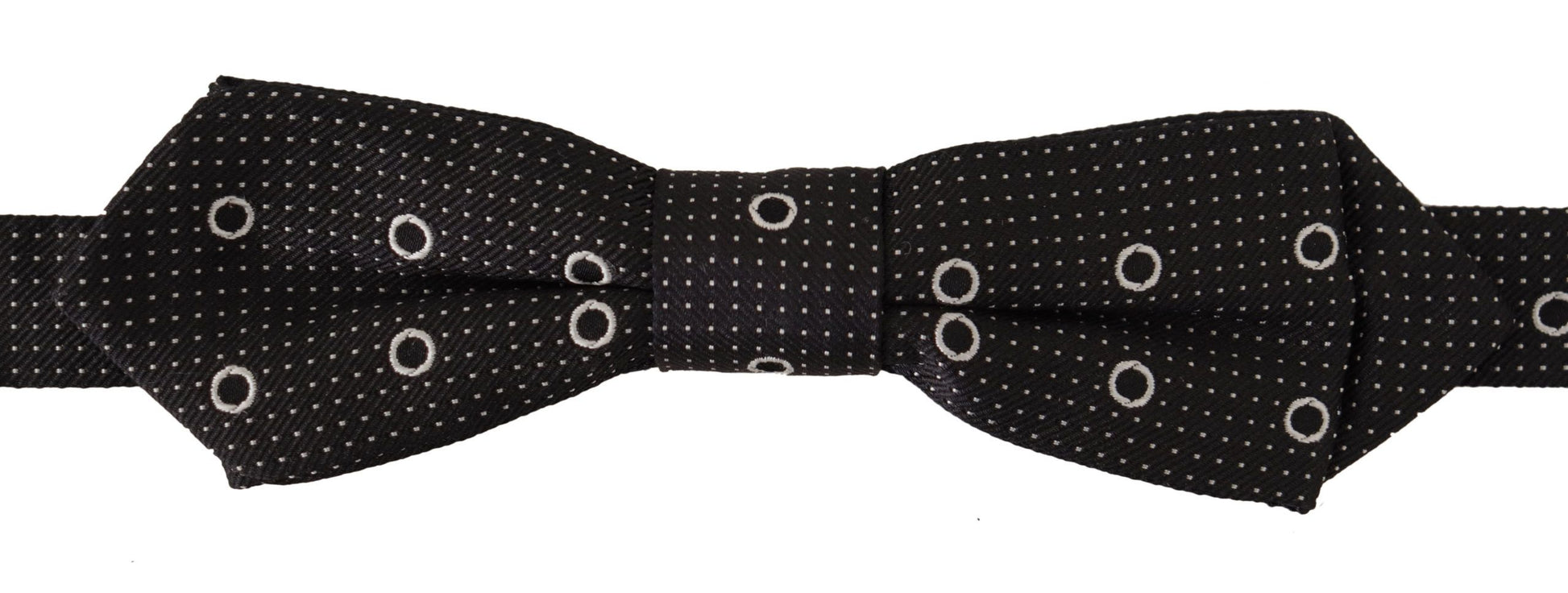 Dolce & Gabbana Black White Polka Dot 100% Silk Neck Papillon Tie - ClickThatClicks 