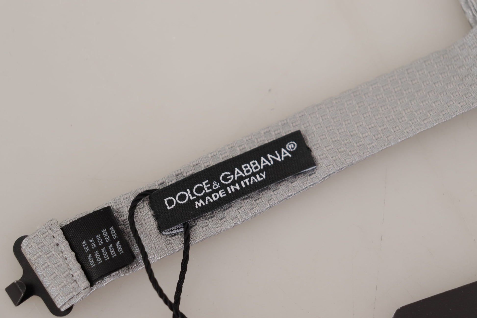 Dolce & Gabbana Gray 100% Silk Adjustable Neck Papillon Tie - ClickThatClicks 