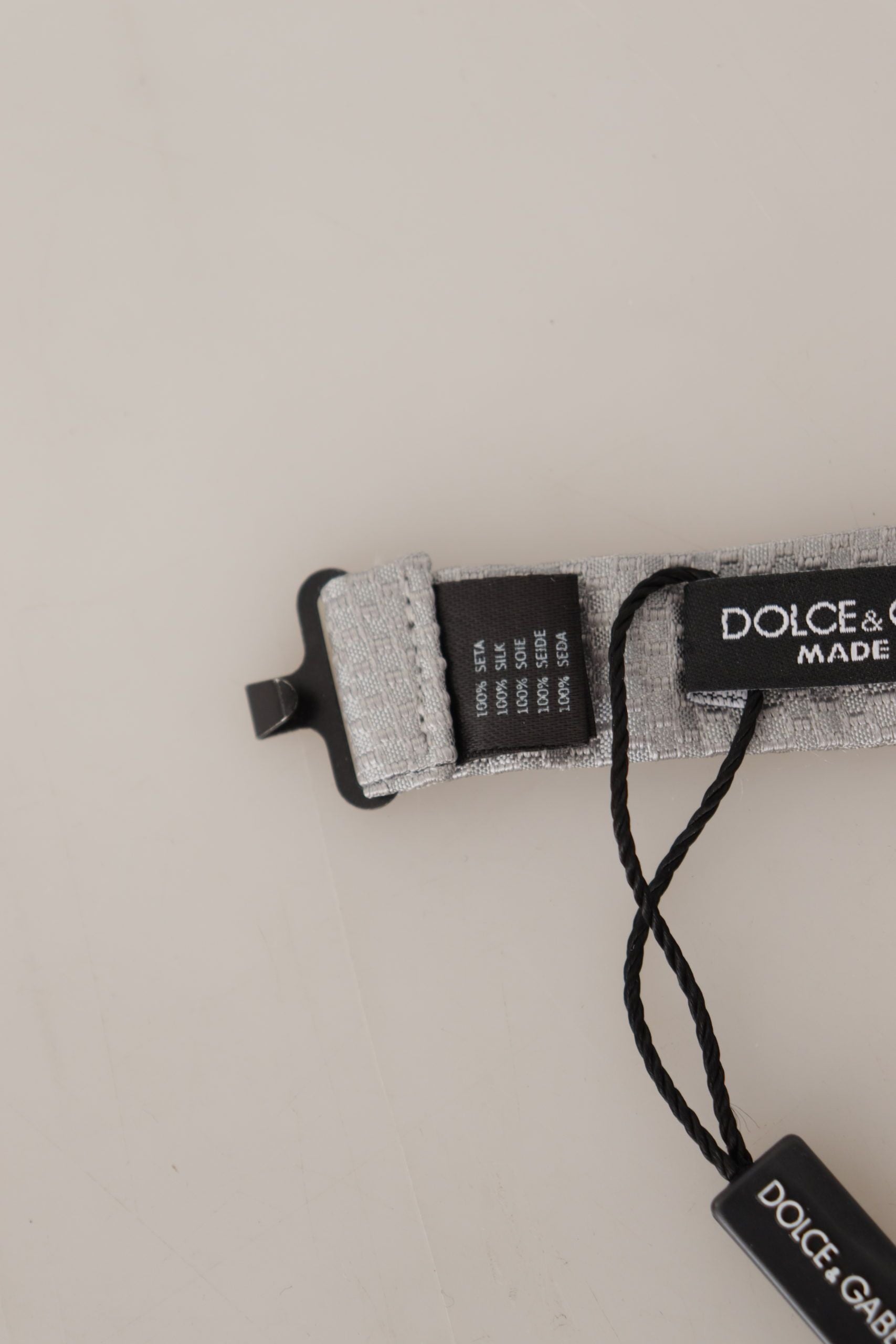 Dolce & Gabbana Gray 100% Silk Adjustable Neck Papillon Tie - ClickThatClicks 