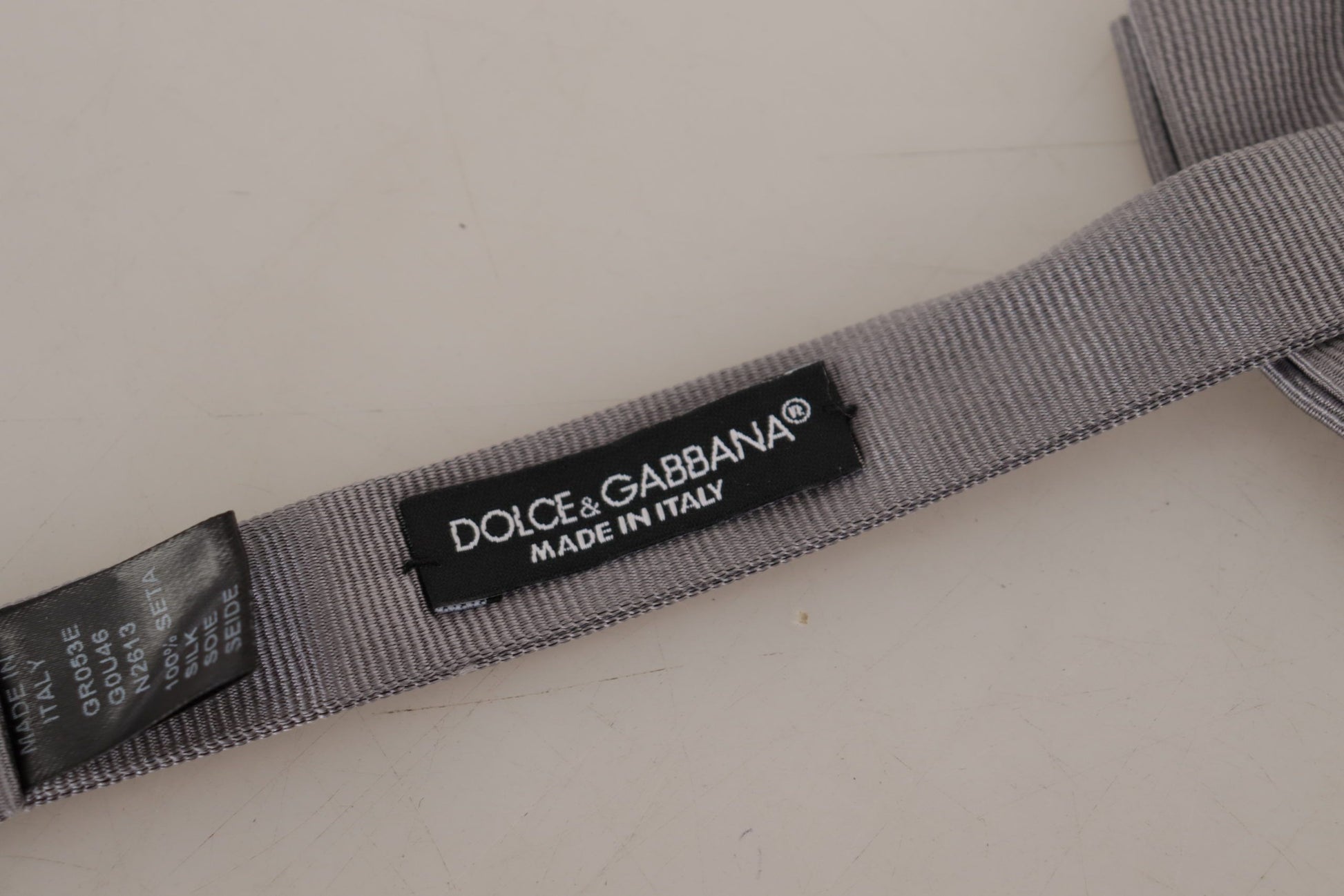 Dolce & Gabbana Gray 100% Silk Adjustable Neck Papillon Tie - ClickThatClicks 