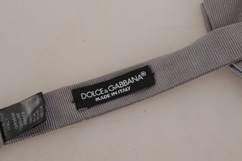 Dolce & Gabbana Gray 100% Silk Adjustable Neck Papillon Tie - ClickThatClicks 