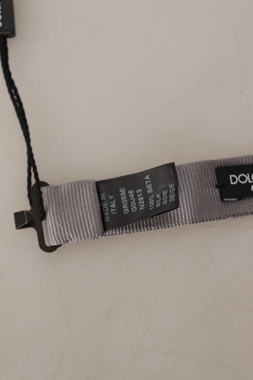 Dolce & Gabbana Gray 100% Silk Adjustable Neck Papillon Tie - ClickThatClicks 